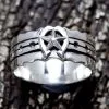 Bikerringshop Sterling Silver Band Horseshoes Star Rings -Outlet Rings Store Horseshoes Star Ring