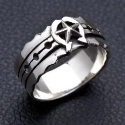 Bikerringshop Sterling Silver Band Horseshoes Star Rings -Outlet Rings Store Horseshoes Star Ring 4