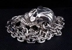 Bikerringshop Sterling Silver Big Head Skull Chain Necklace -Outlet Rings Store IMG 0304