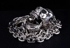 Bikerringshop Sterling Silver Big Head Skull Chain Necklace -Outlet Rings Store IMG 0305
