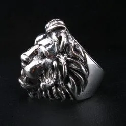 Bikerringshop 925 Sterling Silver Diamond Eye Lion Head Ring -Outlet Rings Store IMG 0533