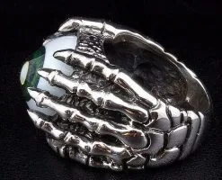 Bikerringshop Sterling Silver Gothic Green Eye Ring -Outlet Rings Store IMG 0554
