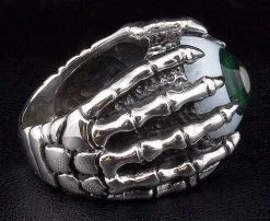 Bikerringshop Sterling Silver Gothic Green Eye Ring -Outlet Rings Store IMG 0556