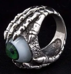 Bikerringshop Sterling Silver Gothic Green Eye Ring -Outlet Rings Store IMG 0559