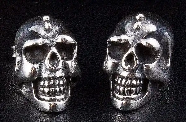 Bikerringshop Big Skull Silver Men's Earrings 3 Bikerringshop Big Skull Silver Men's Earrings