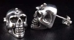 Bikerringshop Big Skull Silver Men's Earrings 10 Bikerringshop Big Skull Silver Men's Earrings -Outlet Rings Store IMG 0633