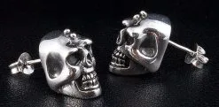 Bikerringshop Big Skull Silver Men's Earrings 11 Bikerringshop Big Skull Silver Men's Earrings -Outlet Rings Store IMG 0636