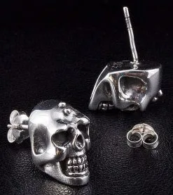 Bikerringshop Big Skull Silver Men's Earrings 12 Bikerringshop Big Skull Silver Men's Earrings -Outlet Rings Store IMG 0639