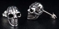 Bikerringshop Sterling Silver Tattoo Skull Earrings 10 Bikerringshop Sterling Silver Tattoo Skull Earrings -Outlet Rings Store IMG 0641