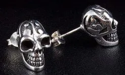 Bikerringshop Sterling Silver Tattoo Skull Earrings 12 Bikerringshop Sterling Silver Tattoo Skull Earrings -Outlet Rings Store IMG 0643