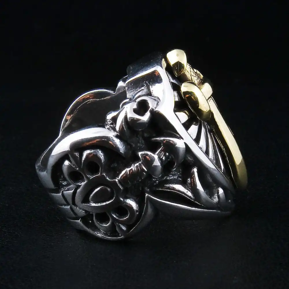Bikerringshop Sterling Silver Gold Sword Heavy Biker Rings 8 Bikerringshop Sterling Silver Gold Sword Heavy Biker Rings - Image 6