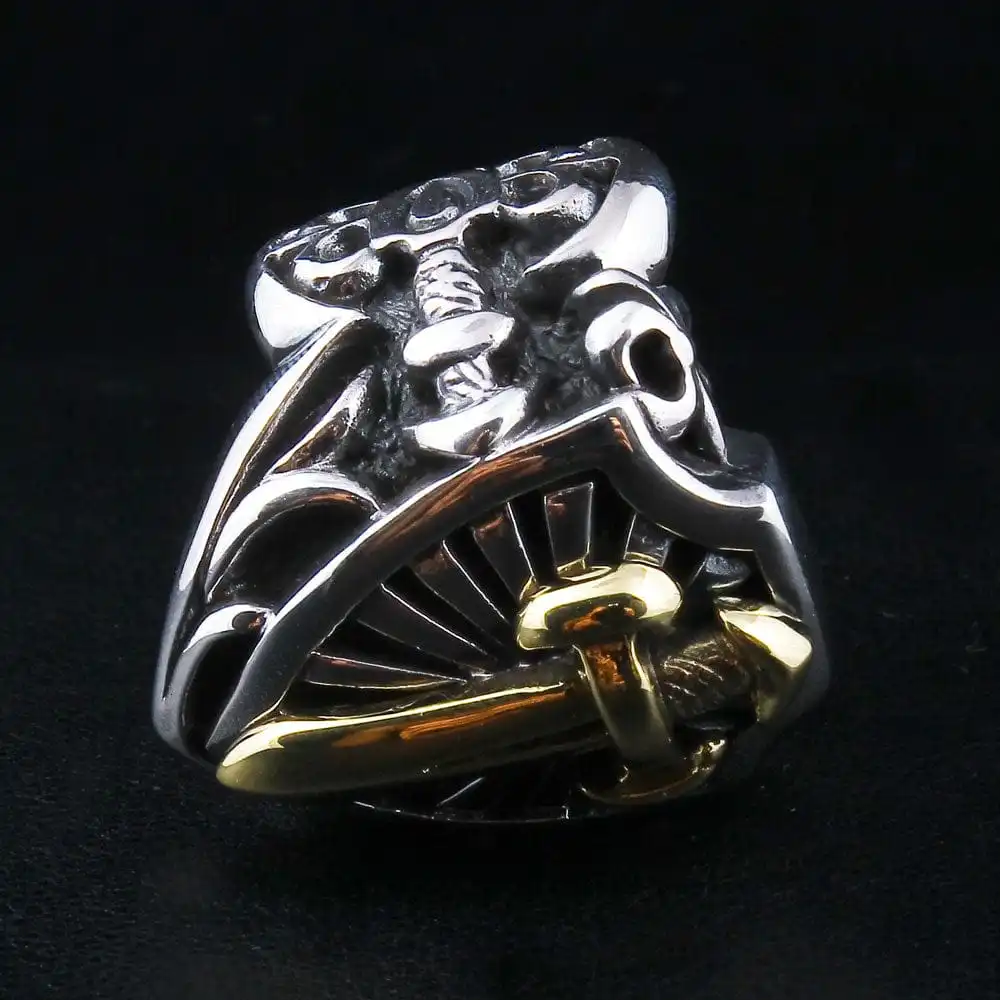 Bikerringshop Sterling Silver Gold Sword Heavy Biker Rings 10 Bikerringshop Sterling Silver Gold Sword Heavy Biker Rings - Image 8