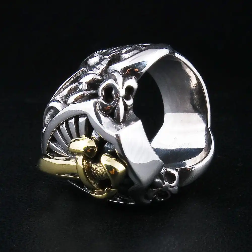 Bikerringshop Sterling Silver Gold Sword Heavy Biker Rings 9 Bikerringshop Sterling Silver Gold Sword Heavy Biker Rings - Image 7