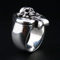 Bikerringshop Sterling Silver Crossbones Spade Ace Skull Bone Rings -Outlet Rings Store IMG 0772