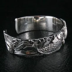 Bikerringshop Sterling Silver Koi Bangle Cuff Bracelet 14 Bikerringshop Sterling Silver Koi Bangle Cuff Bracelet -Outlet Rings Store IMG 0804