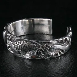 Bikerringshop Sterling Silver Koi Bangle Cuff Bracelet 15 Bikerringshop Sterling Silver Koi Bangle Cuff Bracelet -Outlet Rings Store IMG 0806