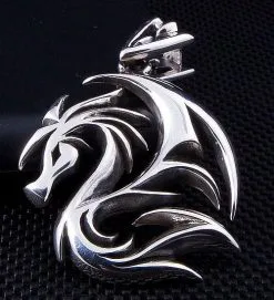 Bikerringshop 925 Sterling Silver Dragon Wolf Pendant -Outlet Rings Store IMG 2440