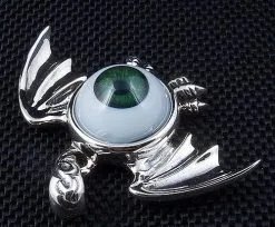 Bikerringshop Sterling Silver Green Eyeball Gothic Wings Pendant -Outlet Rings Store IMG 2598