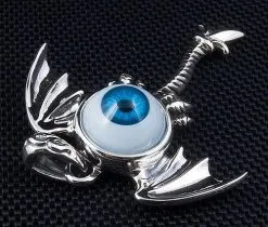 Bikerringshop Sterling Silver Blue Eyeball Gothic Wings Pendant 12 Bikerringshop Sterling Silver Blue Eyeball Gothic Wings Pendant -Outlet Rings Store IMG 2638