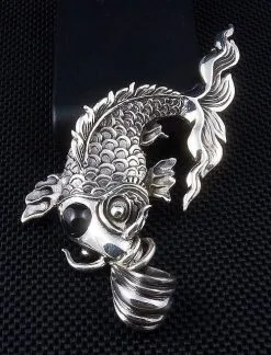 Bikerringshop Black Silver Gothic Koi Pendant