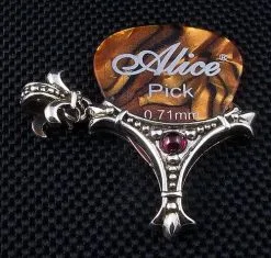 Bikerringshop Silver Fleur De Lis Guitar Pick Holder Pendant -Outlet Rings Store IMG 2838