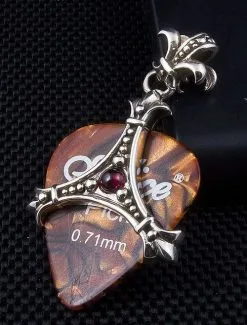Bikerringshop Silver Fleur De Lis Guitar Pick Holder Pendant -Outlet Rings Store IMG 2843