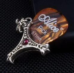 Bikerringshop Silver Fleur De Lis Guitar Pick Holder Pendant -Outlet Rings Store IMG 2844