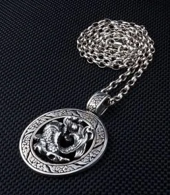 Bikerringshop Sterling Silver Koi Fish Pendant Necklace