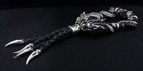 Bikerringshop Genuine Leather Silver Dragon Mens Bracelet 8 Bikerringshop Genuine Leather Silver Dragon Mens Bracelet - Image 6