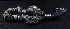 Bikerringshop Genuine Leather Silver Dragon Mens Bracelet 13 Bikerringshop Genuine Leather Silver Dragon Mens Bracelet -Outlet Rings Store IMG 2933