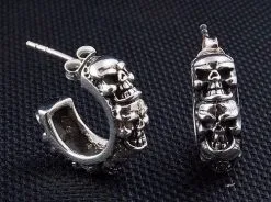 Bikerringshop Sterling Silver Multi Skull Earrings