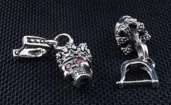 Bikerringshop Sterling Silver Crown Garnet Skull Earrings -Outlet Rings Store IMG 3298