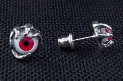 Bikerringshop Sterling Silver Red Evil Eye Earrings -Outlet Rings Store IMG 3305