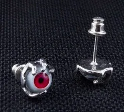 Bikerringshop Sterling Silver Red Evil Eye Earrings -Outlet Rings Store IMG 3307