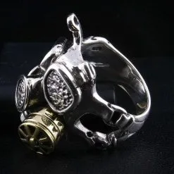 Bikerringshop Silver US Military Gas Mask Mens Ring -Outlet Rings Store IMG 8873