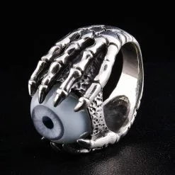 Bikerringshop Sterling Silver Eyeball Claw Gothic Ring -Outlet Rings Store IMG 8895