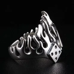 Bikerringshop Sterling Silver Number 7 Dice Flame Biker Ring 11 Bikerringshop Sterling Silver Number 7 Dice Flame Biker Ring -Outlet Rings Store IMG 9011