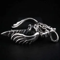 Bikerringshop Sterling Silver Black Onyx Angel Dragon Pendant 9 Bikerringshop Sterling Silver Black Onyx Angel Dragon Pendant -Outlet Rings Store IMG 9123