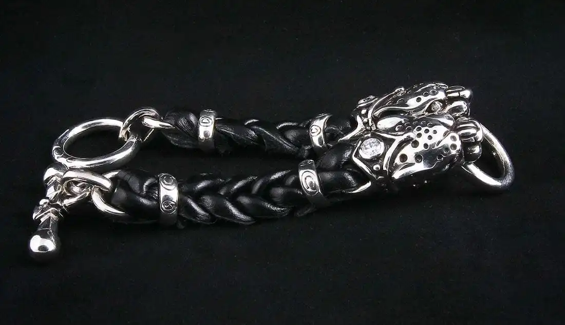 Bikerringshop Tiger Head Braided Genuine Leather Men's Bracelet 8 Bikerringshop Tiger Head Braided Genuine Leather Men's Bracelet - Image 6