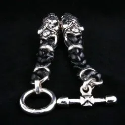 Bikerringshop Tiger Head Braided Genuine Leather Men's Bracelet 13 Bikerringshop Tiger Head Braided Genuine Leather Men's Bracelet -Outlet Rings Store IMG 9162