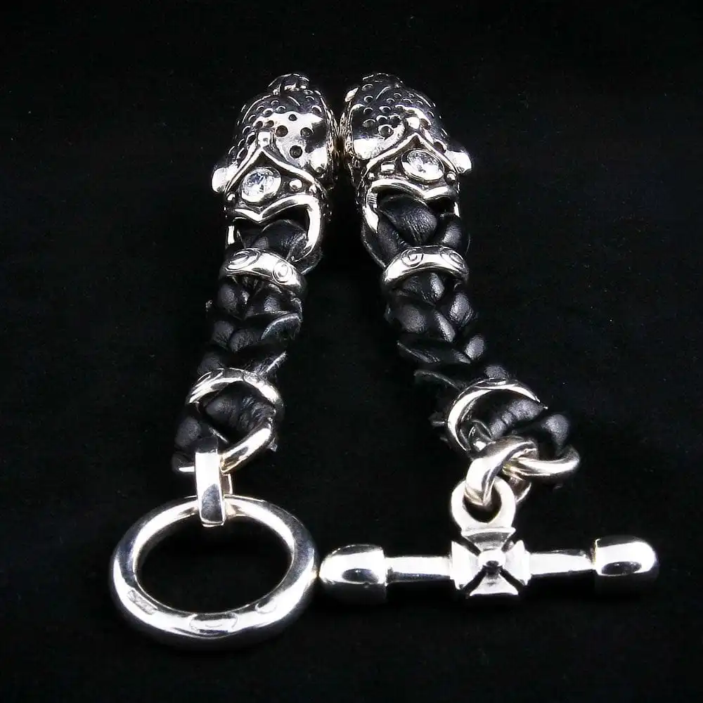 Bikerringshop Tiger Head Braided Genuine Leather Men's Bracelet 7 Bikerringshop Tiger Head Braided Genuine Leather Men's Bracelet - Image 5