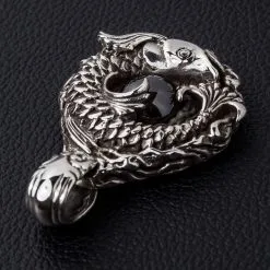 Bikerringshop Sterling Silver Onyx Japanese Koi Fish Pendant -Outlet Rings Store Japanese koi fish pendant 3