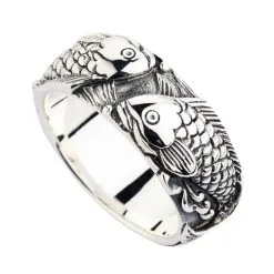 Bikerringshop Sterling Silver Koi Fish Wedding Band Rings -Outlet Rings Store Japanese koi ring 3