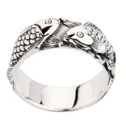 Bikerringshop Sterling Silver Koi Fish Wedding Band Rings -Outlet Rings Store Japanese koi ring 5
