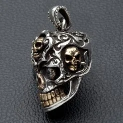 Bikerringshop Sterling Silver Diamond Sugar Skull Pendant -Outlet Rings Store Jew03 4812