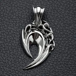 Bikerringshop Sterling Silver Tribal Fang Fishhook Pendant