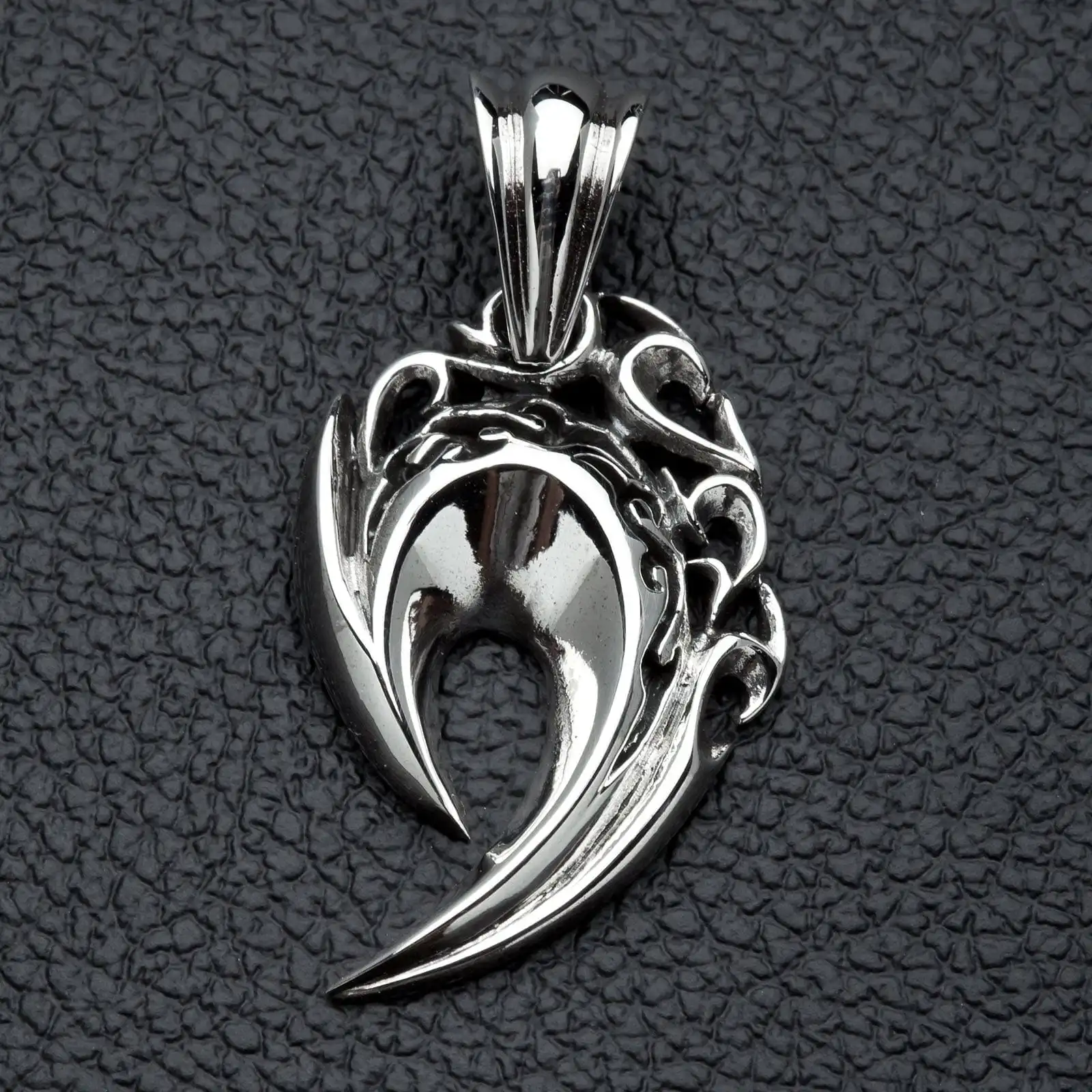 Bikerringshop Sterling Silver Tribal Fang Fishhook Pendant 3 Bikerringshop Sterling Silver Tribal Fang Fishhook Pendant