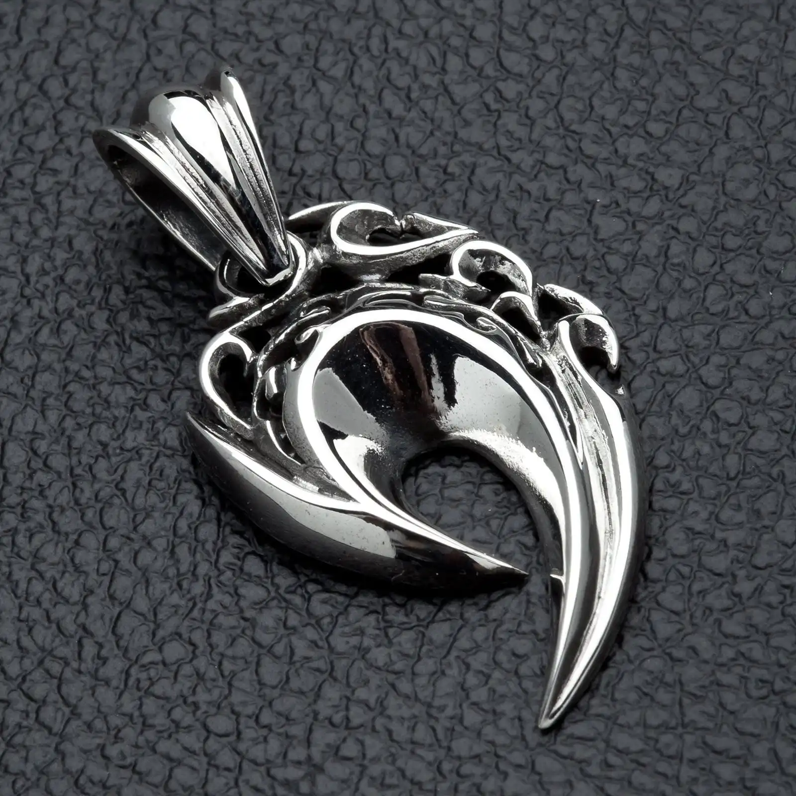 Bikerringshop Sterling Silver Tribal Fang Fishhook Pendant 5 Bikerringshop Sterling Silver Tribal Fang Fishhook Pendant - Image 3