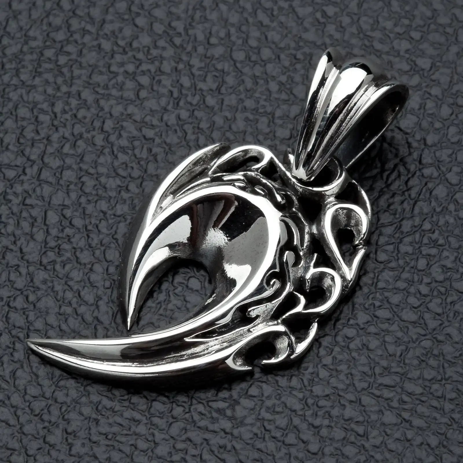 Bikerringshop Sterling Silver Tribal Fang Fishhook Pendant 4 Bikerringshop Sterling Silver Tribal Fang Fishhook Pendant - Image 2