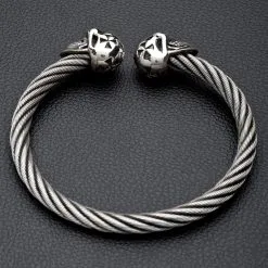 Bikerringshop Skull Silver Bangle Bracelet -Outlet Rings Store Jew05 4842